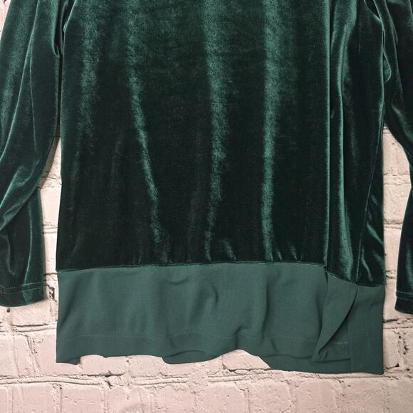 Vintage Sport Savvy Forest Green Velvet Long Sleeve Knit Top Size Large Made USA - Picture 3 of 10
